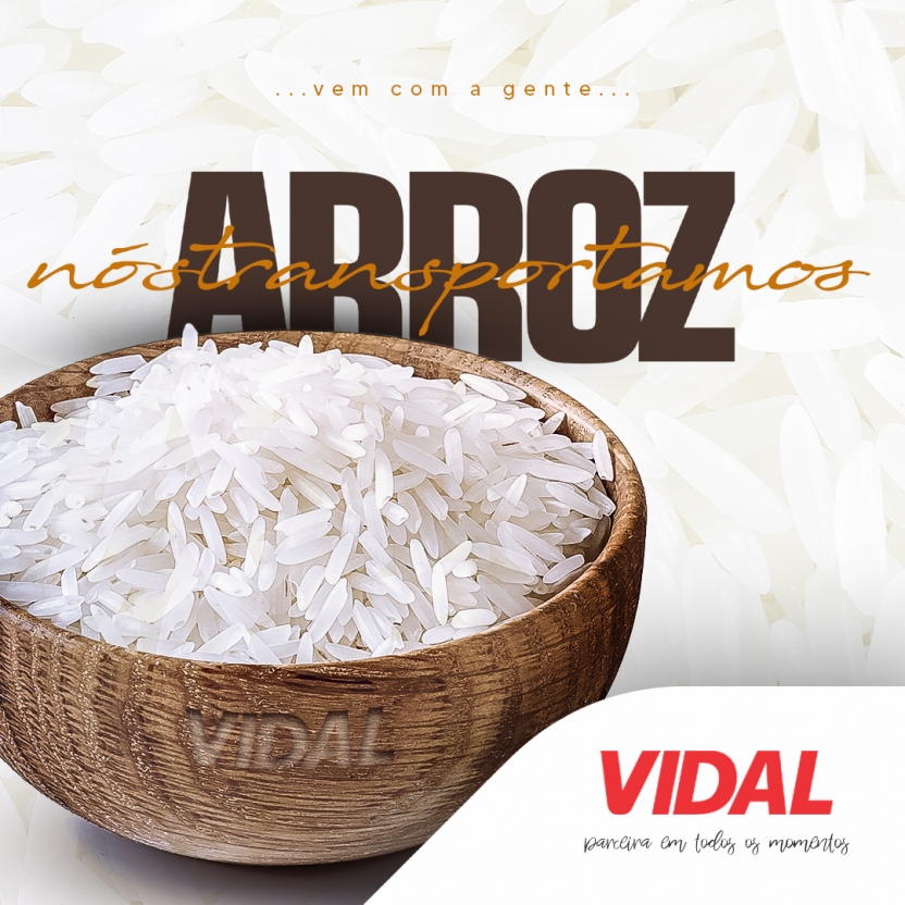A VIDAL TRANSPORTA ARROZ COM AS CONDIES ADEQUADAS QUE O PRODUTO EXIGE